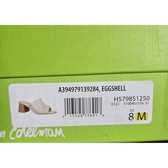 Sam Edelman Sonya Eggshell Sandal Block Heel Croc-Embossed Faux Leathe Size 8 M - Picture 10 of 10